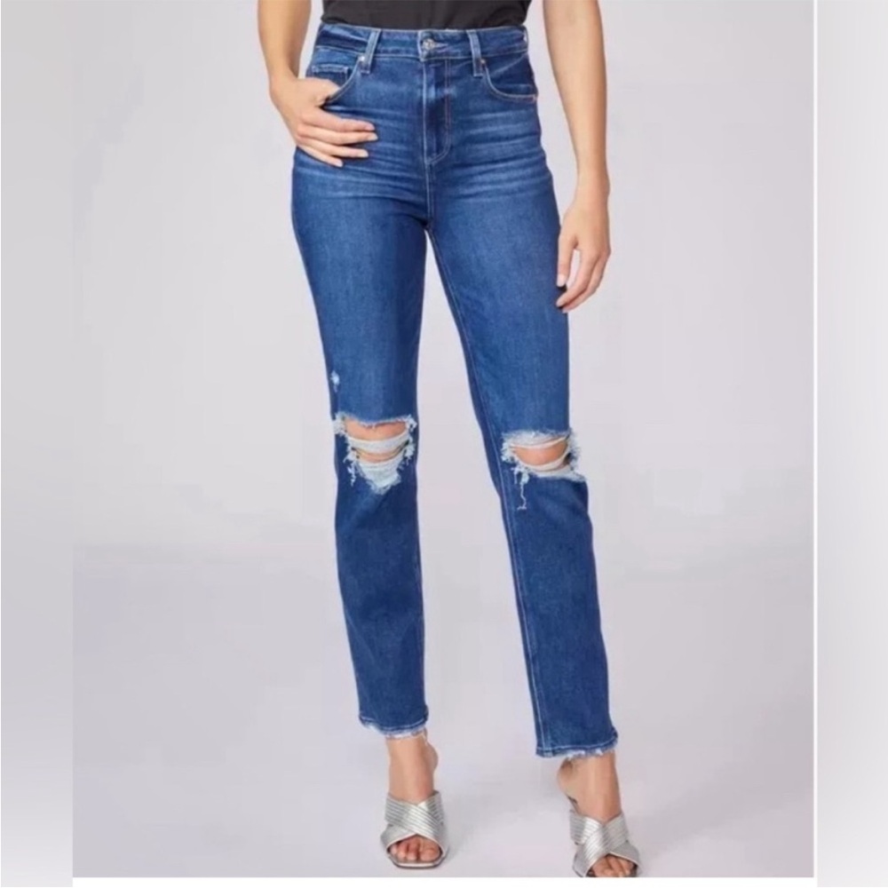 Paige Stella High Rise Modern Straight Leg Jeans‎ sz 32 Soleil Deconstructed